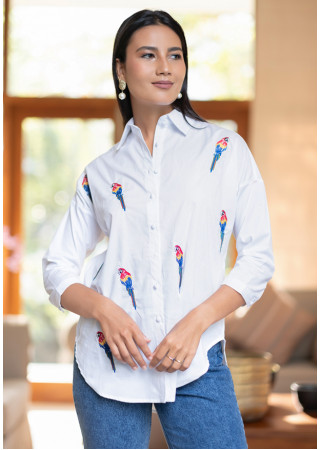 LORIDA PARROT EMB BLOUSE